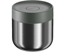 BergHOFF Home Nommie – Thermos Lunchbox - Food Jar 0.35L – Lekvrije Yoghurtbeker To Go – Isoleerbeker voor Soep - Dubbelwandige Isolatie - RVS Thermische Voedselcontainer – Houdt 6u Warm/Koud – Khaki & Zilver