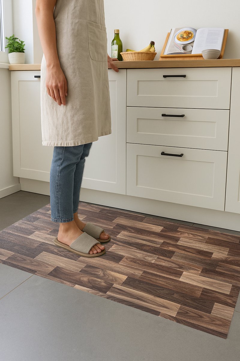 JYG LIME OAK vinyl tapijtloper 75x400cm - afwasbaar - antislip - keukenloper Bruin