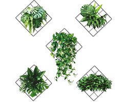 Teokantz 3D Muurstickers Planten Set - 5 Stuks Muurstickers Planten Groen, 3D Muurstickers Planten, Muurstickers Zelfklevend voor Woonkamer Slaapkamer