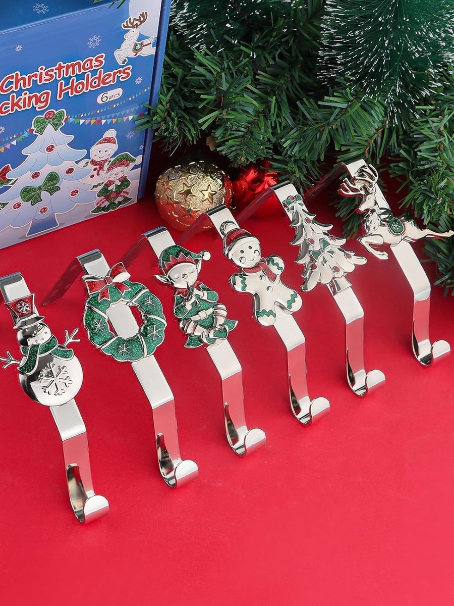 EBANKU Supports De Chaussettes De Noël En Forme D'Elan - 4 Modèles Décoratifs Pour Cheminée - Antidérapants Et Solides