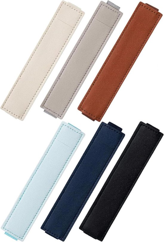 Notitieboek, pennenhouder, 3 stuks, draagbaar, elastisch pennenvak, pennenhouder, kantoormateriaal, PU-leer, penlus, klein etui met elastiek, voor boek, dagboek, school en kantoor, zwart, roze, blauw, ID-kaarthoes