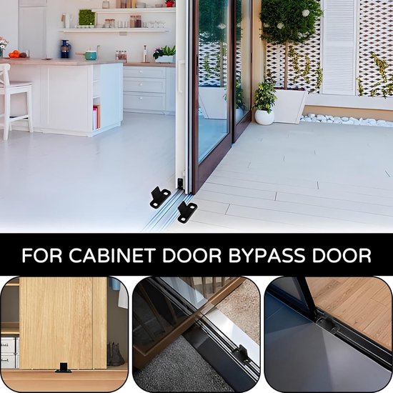 8 Pcs Sliding Door Guide - Bottom Floor Guide - Sliding Door Clip - Bypass Door - Cabinet Door - Sliding Cupboard - Zwart van Merkloos	 — afbeelding 3