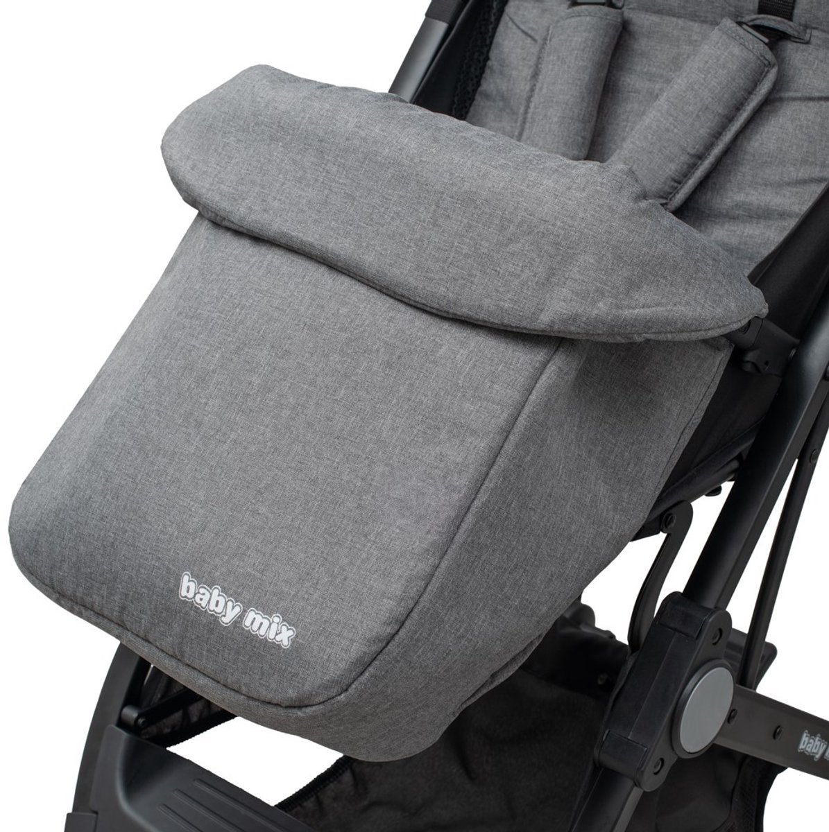 Baby Mix - Kinderwagen - Bimelo lichtgewicht grijs aluminium met voetenzak - babywagen - wandelwagen - opvouwbaar - reiswieg - kinderbuggy