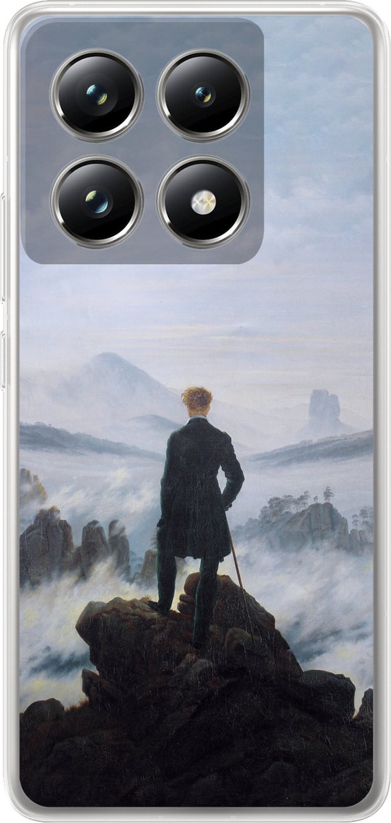 Telefoonhoesje Geschikt voor Xiaomi 14T Pro hoesje - De zwerver boven de zee van mist - Caspar David Friedrich - Kunstwerk - Siliconen Telefoonhoesje Telefoonhoesje