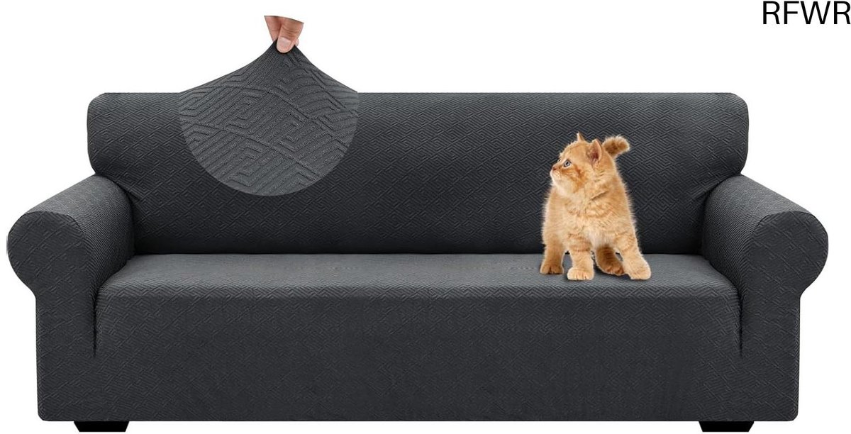 RFWR® Elastische Bankhoes 3 Zits - Universele Rekbare Sofahoes met Anti-slip en Krasbestendig Design in Blauw