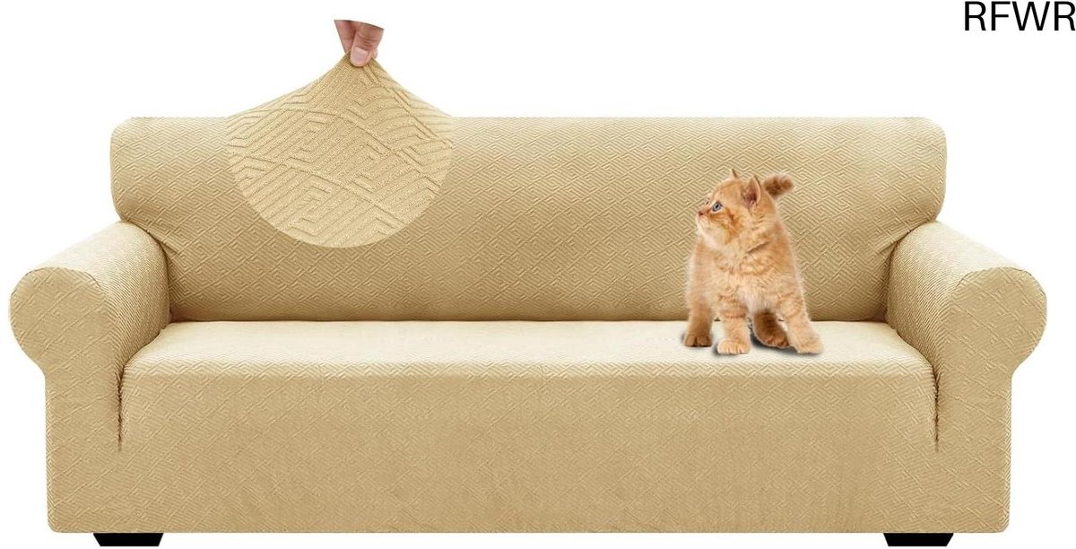 RFWR® Rekbare 3 Zits Bankhoes met Anti-slip en Krasbestendig Stof