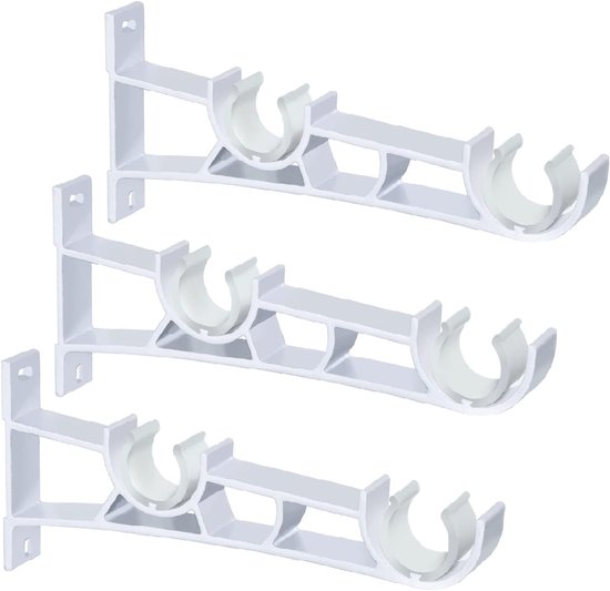 Gordijnstangbeugels, set van 4 dubbele gordijnstang, 28 mm, zware gordijnrailbeugels, zwarte gordijnstanghouder, steunhaken voor gordijnstang