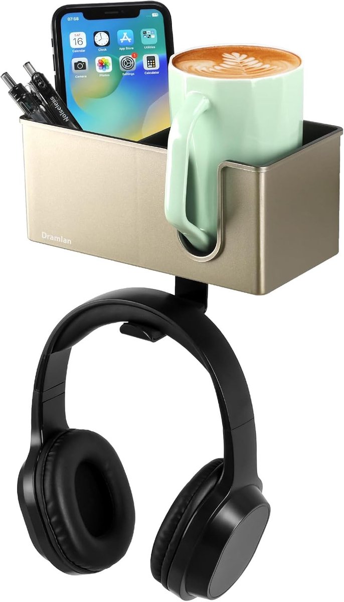 Bureau-organizer met hoofdtelefoonhanger - multifunctioneel - 1 stuk - zwart