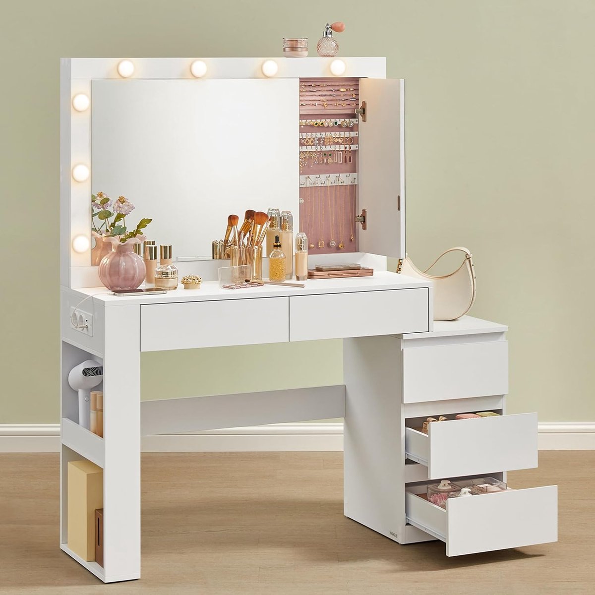 MKSS® Make Up Tafel met Spiegel - Kaptafel voor Meisjes - Hollywood Spiegel met Verlichting