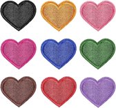 Allecto Plus - Hartvormige Borduurpatches Set van 27 stuks - Rood - 43x37 cm - Strijkpatch voor Kleding en Accessoires - DIY Decoratie