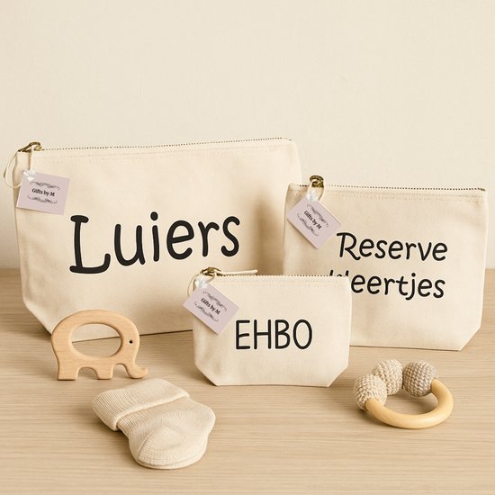 Organizer - Luiers - Gifts by M - Etui - Luiertas - Verschoningsdoekjes - Baby - Opbergtas - Katoen - Naturel - Kraamcadeau van Gifts by M — afbeelding 2