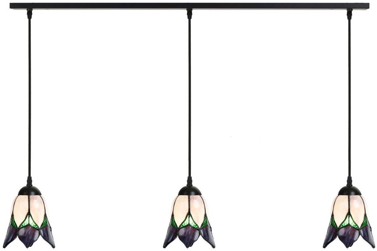 Coloured by Art 3 x Tiffany Lovely Flower Purple lampen aan plafondbalk - Art Deco Trade Paars