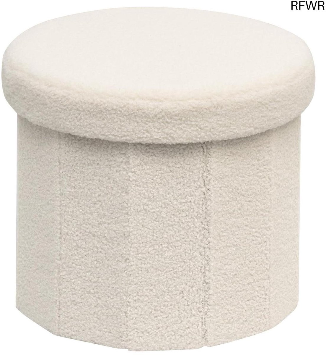 RFWR® Inklapbare Zitbank met Opbergruimte en Voetenbank in Hartvorm - Perfect voor Woonkamer, Slaapkamer en Hal - Wit 38 x 38 x 38 cm