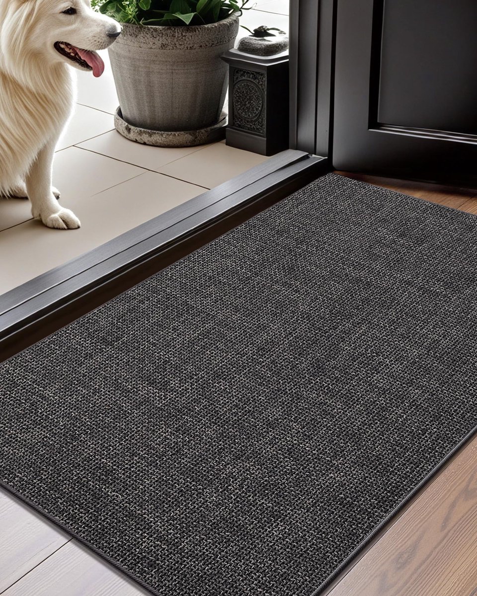 Ibenzoa Vloermat voor binnen met antislip en waterabsorptie, ideaal voor entree en hal donkergrijs