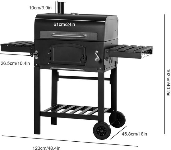 Betaalbare Goederen® BBQ - houtskool grill wagen - barbecue - barbecues - barbecue houtskool - tuin - zomer - gezin — afbeelding 3