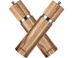 Igoods Peper- en Zoutmolen Set - Pepermolen Hout - Zoutmolen Hout - Peper- en Zoutmolen - Kruidenmaler - 2 Stuks - Donkerbruin - 20cm