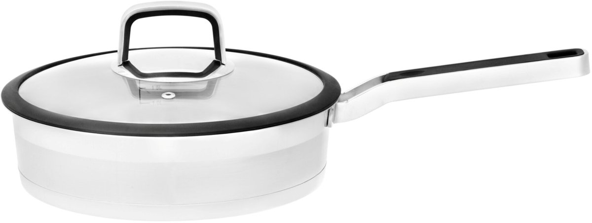 Maku Kitchen life Hapjespan staal met glazen deksel 2,5 L 25 cm
