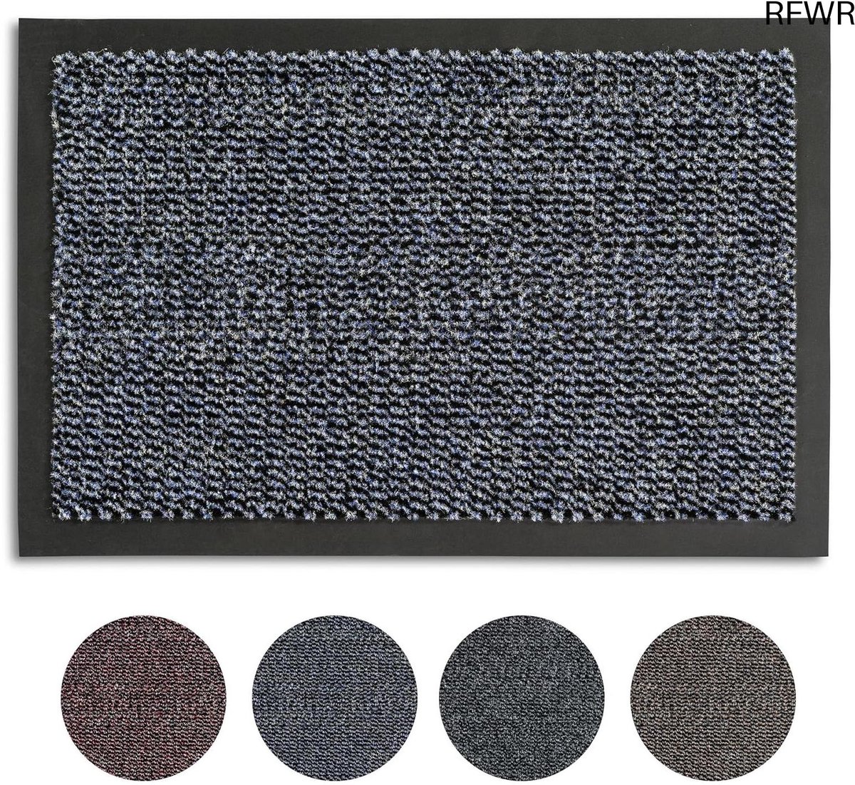 RFWR Antislip Deurmat 40x60 cm - Sneldrogend en Afritsbaar - Binnenmat in Blauw Gevlekt