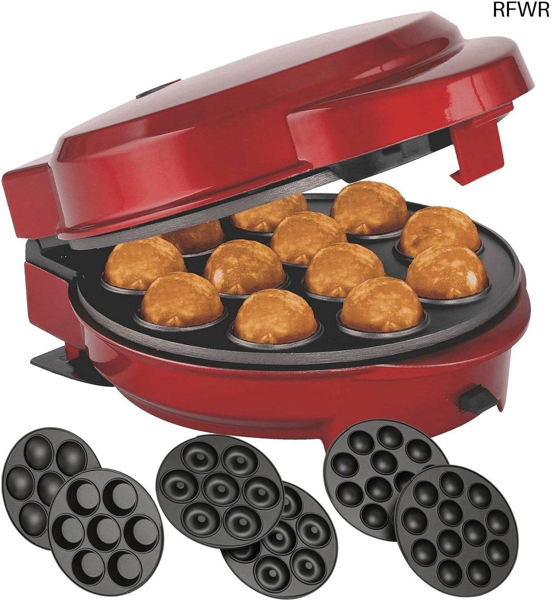 RFWR® 3-in-1 Cake Maker voor Donuts, Muffins en Cake-Pops - Rood Metallic - 700 Watt