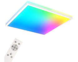 B.K.Licht Slim S – RGB LED Plafonniére – dimbaar – met indirecte licht – slimme verlichting – smartlamp met afstandsbediening - l: 42cm