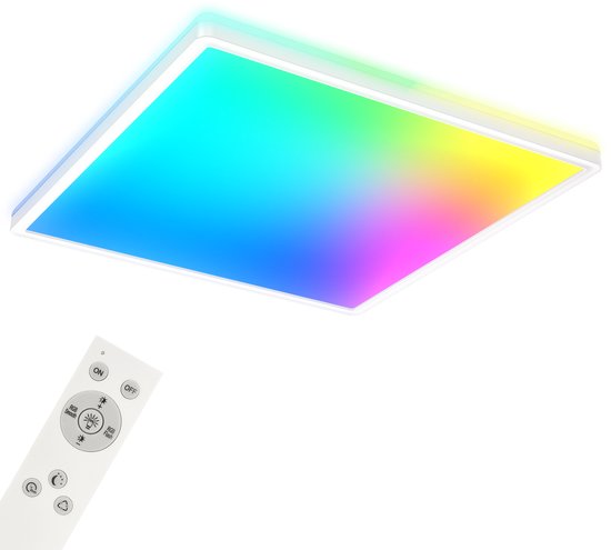 B.K.Licht Slim S – RGB LED Plafonniére – dimbaar – met indirecte licht – slimme verlichting – smartlamp met afstandsbediening - l: 42cm