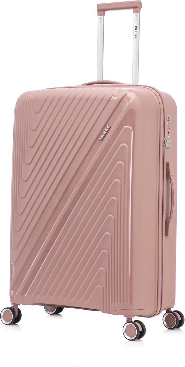 TRALEX - Horizon - Handbagage - 42L - 56x40x22cm - Polypropyleen - Harde schaal - TSA-slot - Lichtgewicht - Flexibel - Duurzaam - Stille (rubberen) wielen - Dubbele Spinner-wielen - Oud Roze