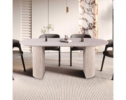 Ovale eettafel Lagos - 200x100x76cm - travertin