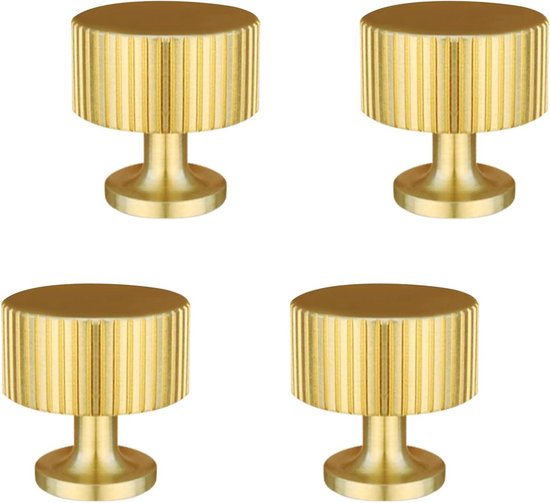 FURNIWARE Kastknoppen Set – 10 Stuks, Goud, Gekarteld Rond, 31 Mm, Aluminium, Met 2 Schroefmaten, Voor Kast, Lade En Dressoir