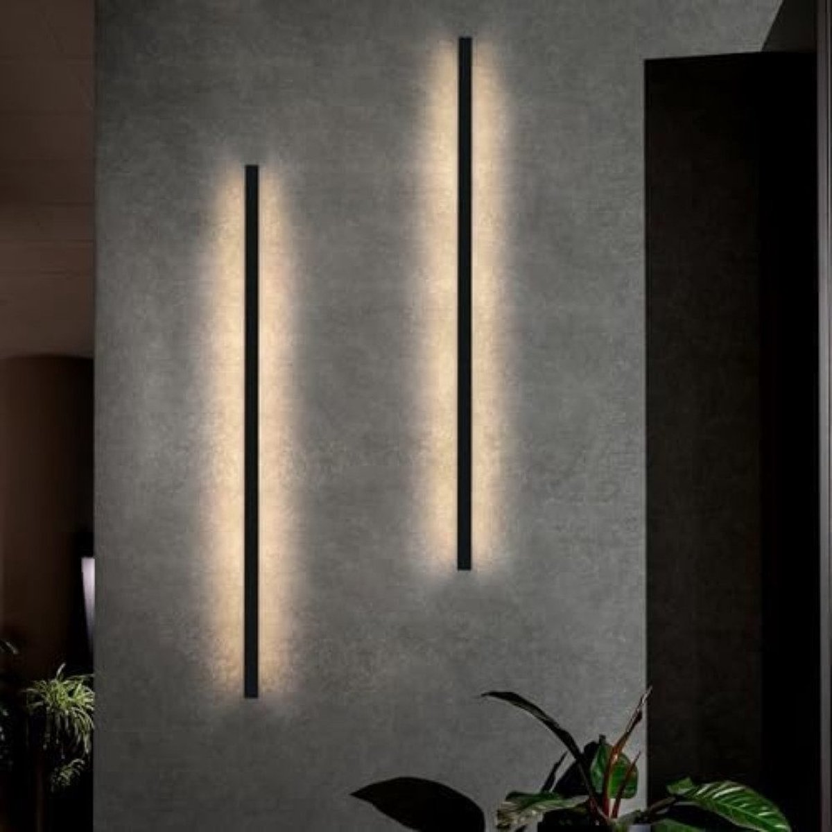 NETTLIFE Wandlamp Binnen LED - 2 Stuks - 100CM - zwart - moderne wandverlichting - 3000K Warm wit Licht - lange hal lamp 34W - Metaal - slaapkamer lamp - voor Woonkamer | Keuken | Hotel