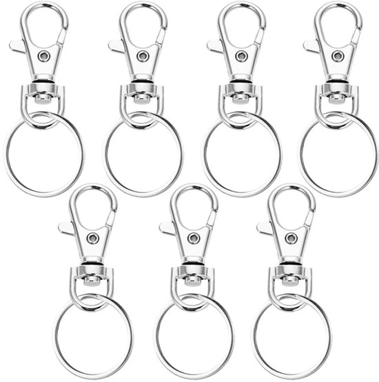 100 stuks sleutelhangers van 25 mm met ketting sleutelhanger met splitringen voor sleutels, knutselen, doe-het-zelf