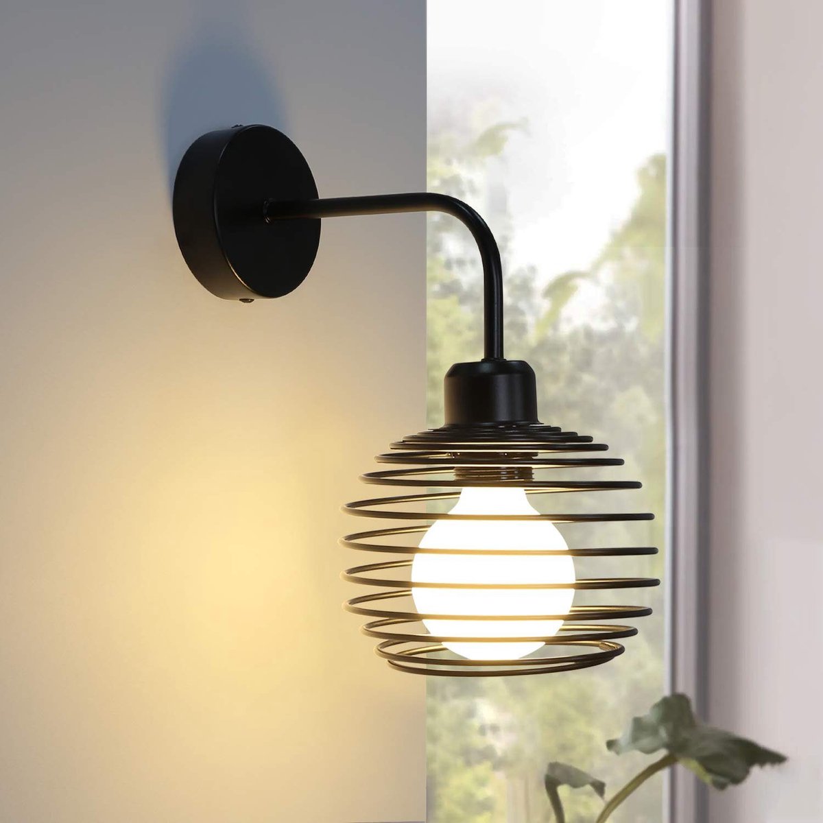 NETTLIFE Wandlamp zwart - vintage - E27 Fitting - ganglamp Binnen wandverlichting - industrieel bed lamp - voor trappenhuis | kantoor | hal | hotel - zonder lamp