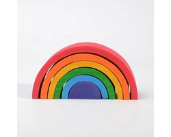 Kleine houten regenboog regenboogkleuren 6 stuks