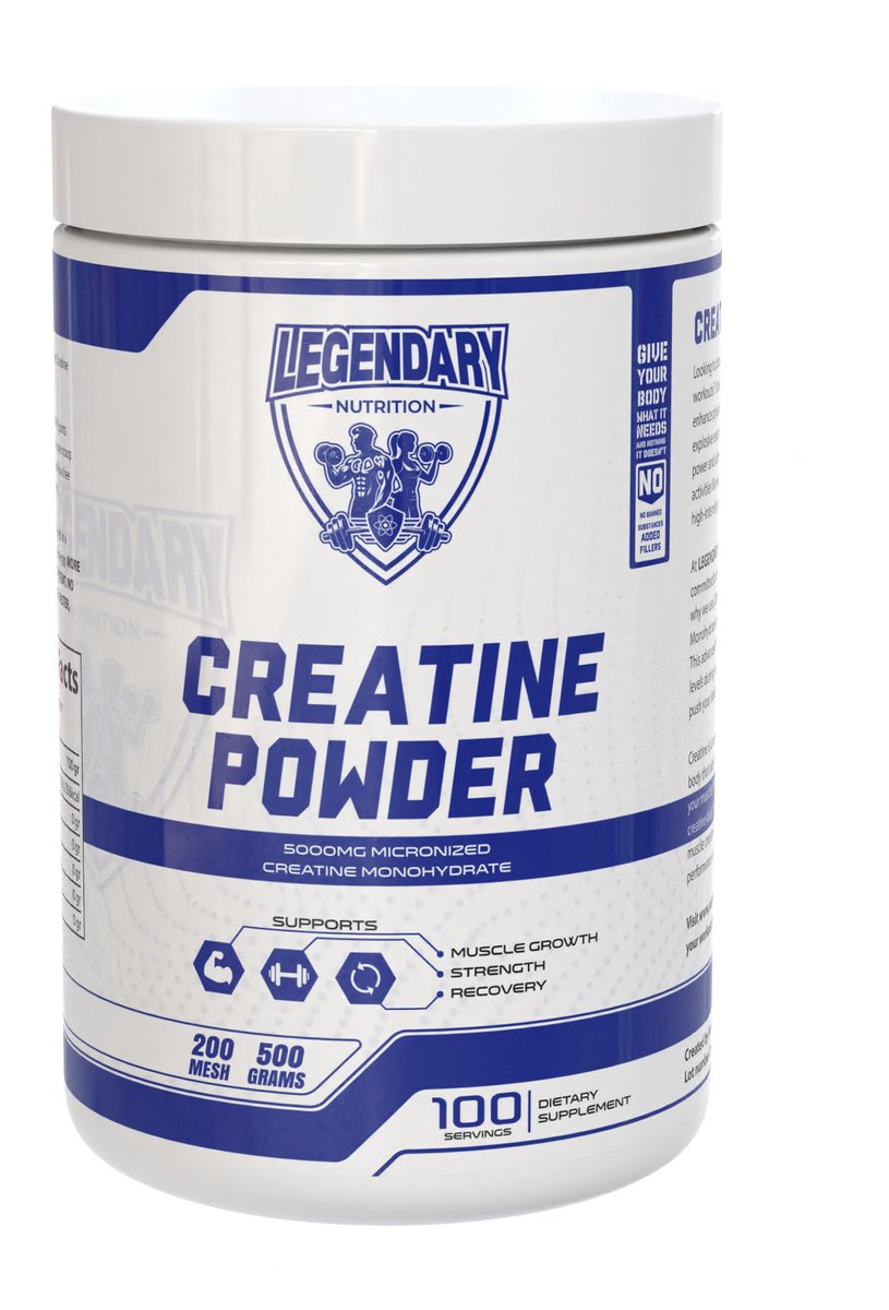 Goedkoopste Legendary nutrition | Creatine Monohydraat 200mesh micronized | Unflavoured | 500gr 100 servings | Prestaties | Duursport | Crossfit | Krachtsport | Energie | Herstel | Nutriworld