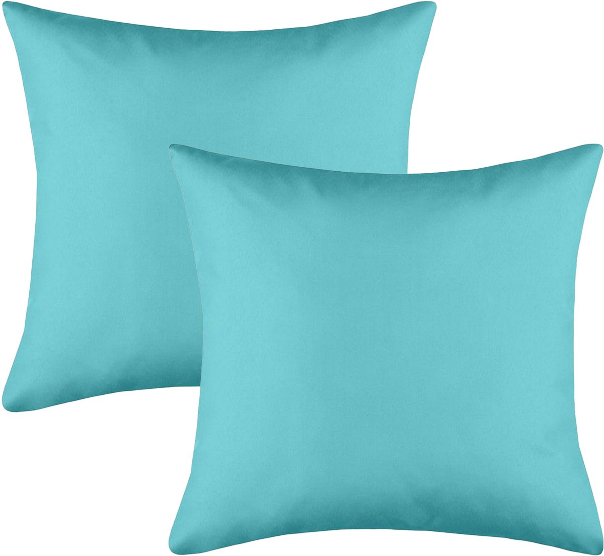 Stof Textile sierkussen Hawaii - 2x - aqua blauw - 40 x 40 cm - bank kussens - binnen/buiten - polyester