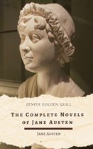 Buste van marmer van Jane Austen, met de titel 'The Complete Novels of Jane Austen'.