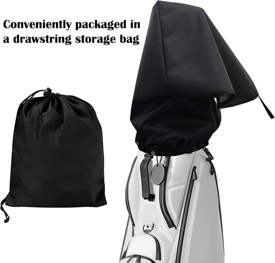 Allecto Plus - Golf Tas Regenhoes Waterdicht Zwart - Regen Cape voor Golf Bags - Golf Regen Cover - Draagbare Golf Regenkap - Golf Tas Push Carts - Beschermhoes voor golftas - Outdoor gebruik van Allecto Plus — afbeelding 2