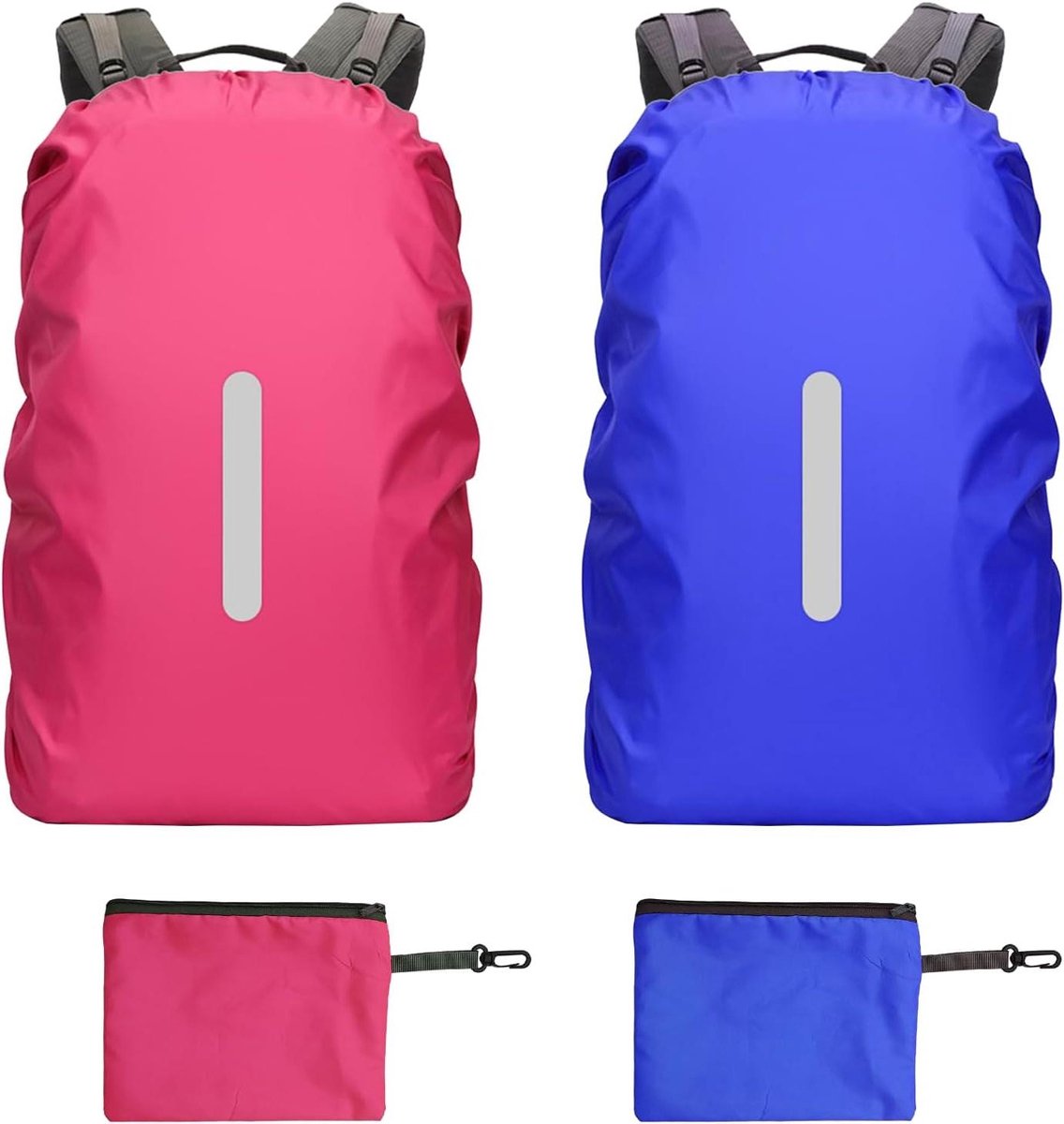 Allecto Plus - Regenhoes voor rugzakken 30-40 liter met reflecterende strepen en opbergtas - Waterdichte regenbescherming voor wandelen en kamperen - Set van 2 stuks