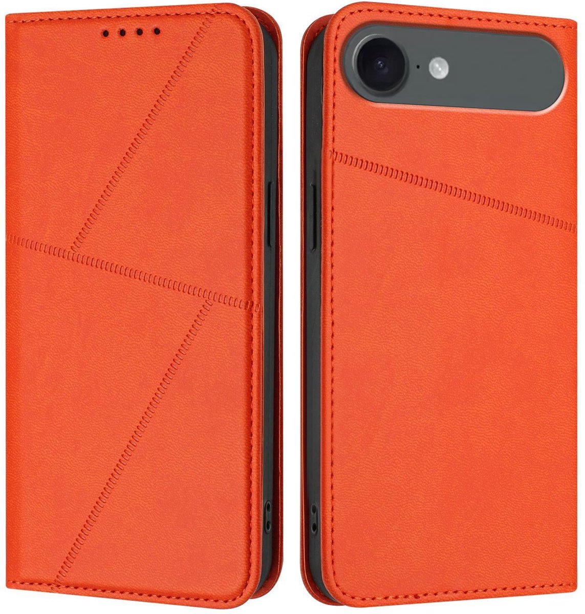 Mobigear Telefoonhoesje geschikt voor Apple iPhone Air Hoesje | Mobigear Frosted Flip Bookcase Portemonnee | Pasjeshouder voor 2 Pasjes | Telefoonhoesje voor Pinpas / OV Kaart / Rijbewijs - Oranje