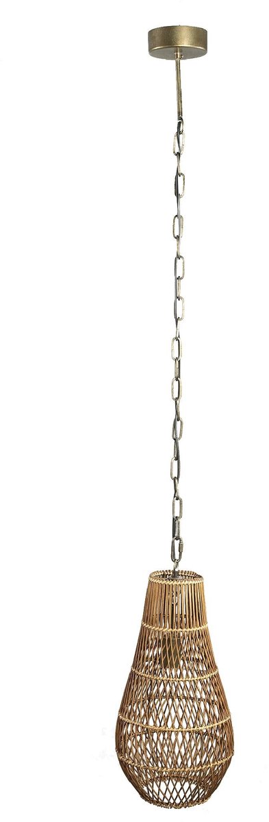 PTMD Erandi Ronde Hanglamp - H49 x Ø25 cm - Riet - Bruin
