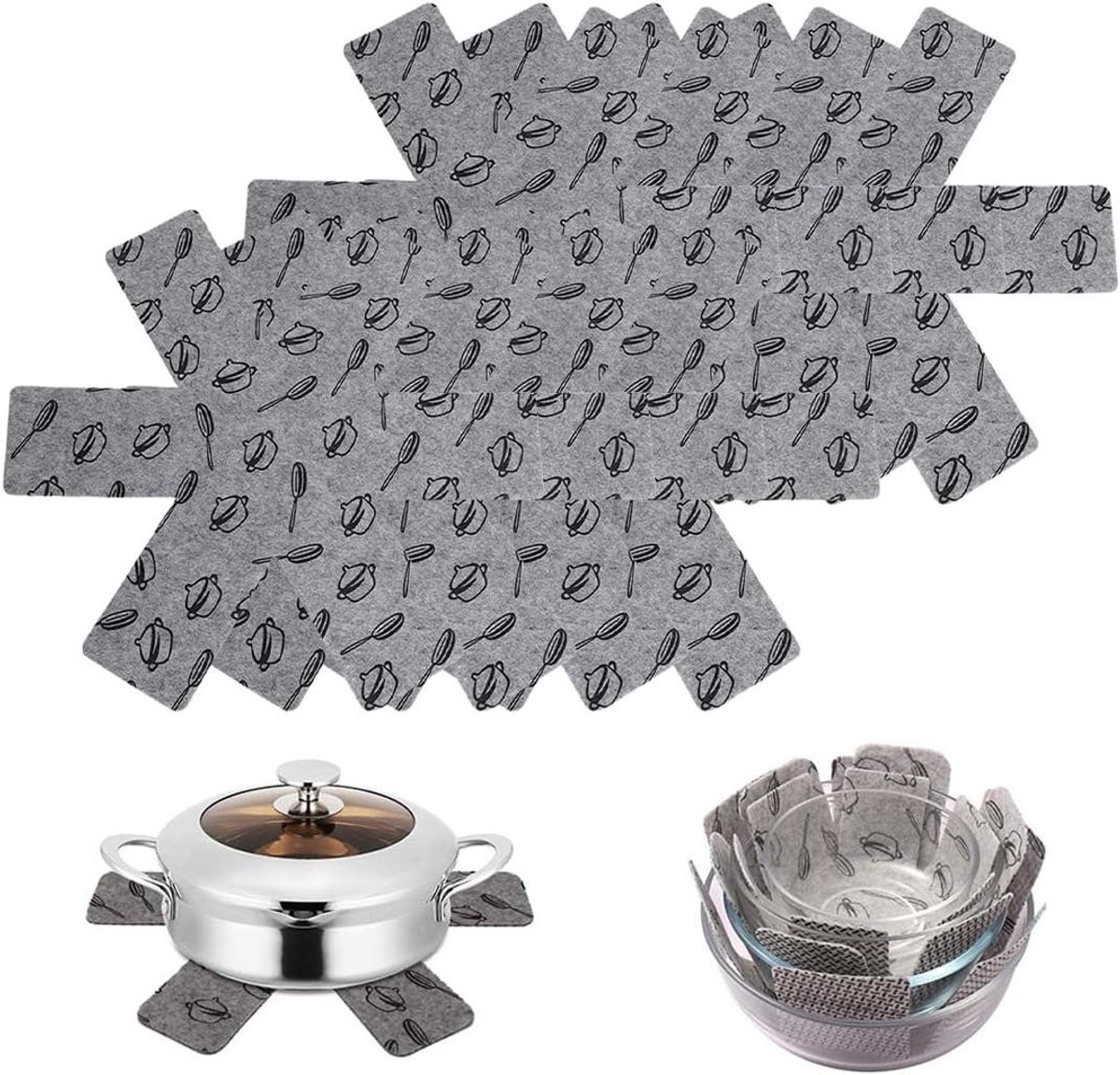 8 stuks vilten pannenbeschermers, voor pannenscheiders en potten, krasbestendig, voor potten en ter bescherming van oppervlakken (26 cm), B, A