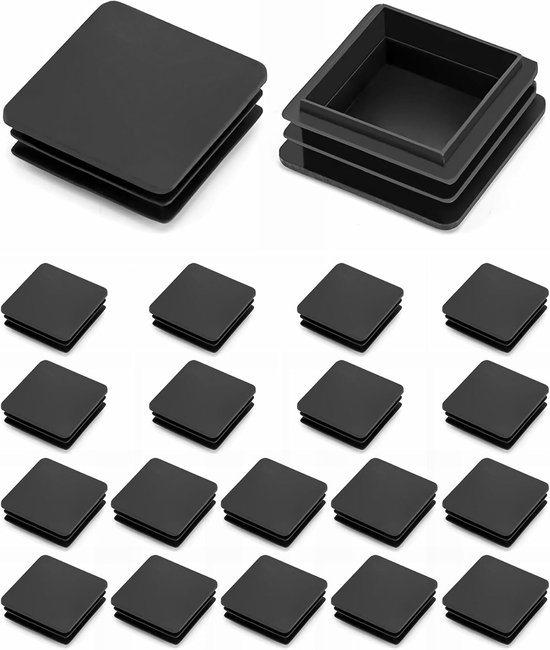QUARKZMAN 9 stuks vierkante kunststof inzetdoppen, 6,76 x 2,76 inch, buisafdekking met eindkap van zwarte kunststof, voor 63-68 mm, binnenmaat metalen buizen, poten voor meubelstoelen