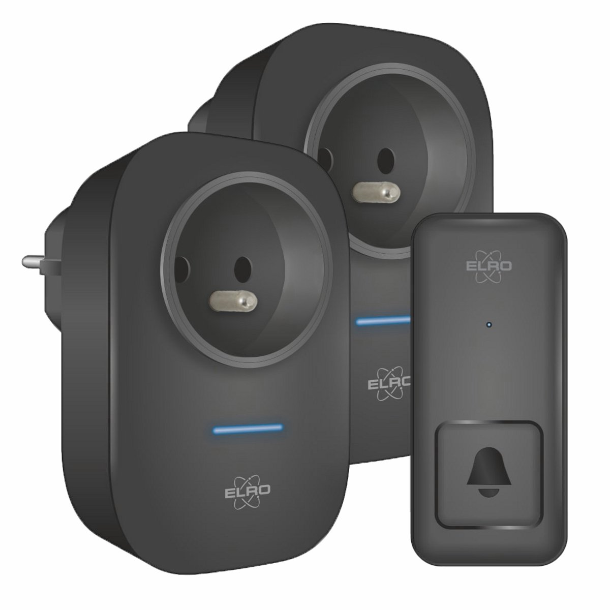 ELRO DB4000PF-P1C2B Draadloze Kinetische Deurbel Set – Belgische Versie – met 2x Plug-in Ontvanger met Stopcontact – Geen Batterijen nodig