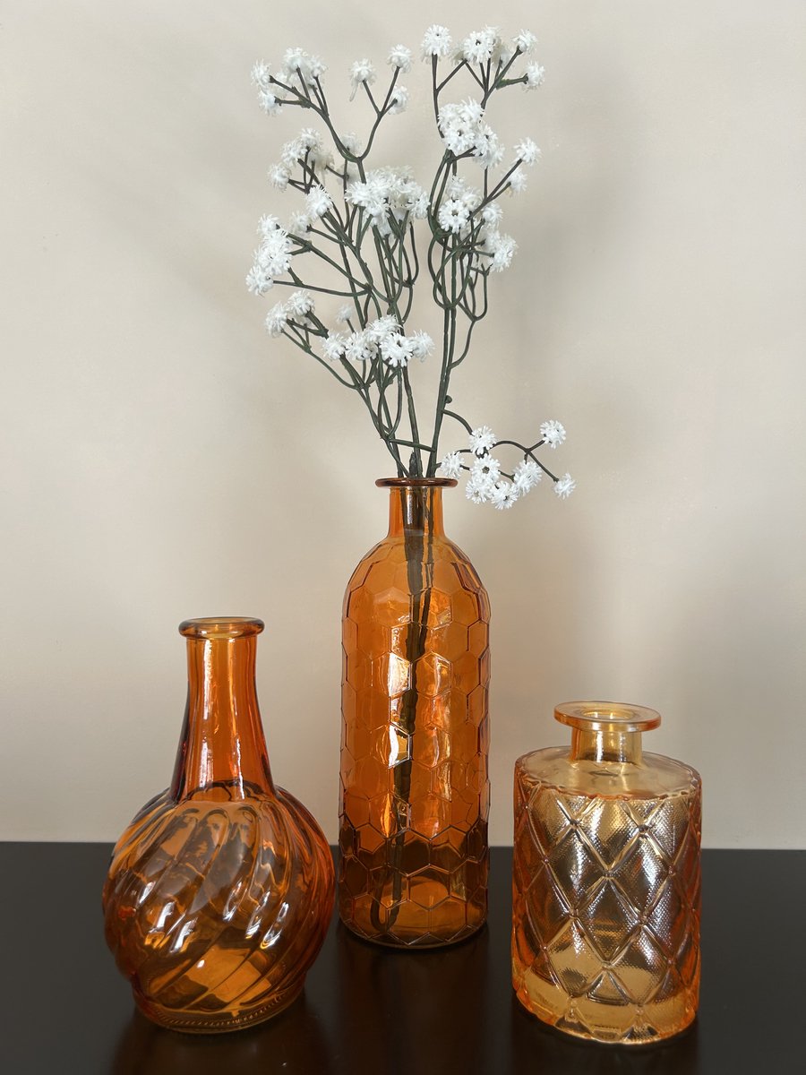 Sommerfield Glazen Vaasjes - Set van 3 stuks - Oranje - Bolvaas - Vaasjes klein - Woonaccessoires - Decoratie - Vaas voor kaarsen
