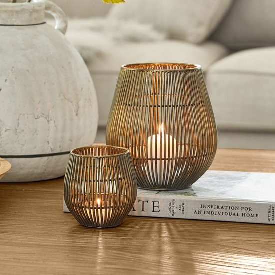 LOBERON Lot de 2 lanternes Pontarino laiton antique