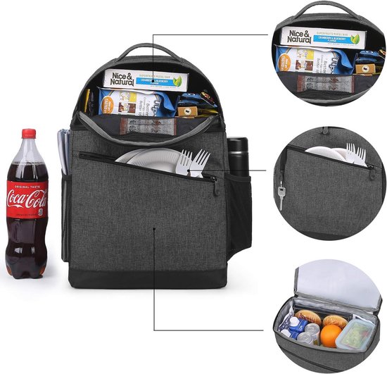 Koelrugzak, lekvrije rugzak, lunchbox, 28 blikjes, dubbeldeck-koelerrugzak voor mannen en vrouwen, voor strand, boot, wandelen, picknicken of dagtochten van KOEL — afbeelding 5