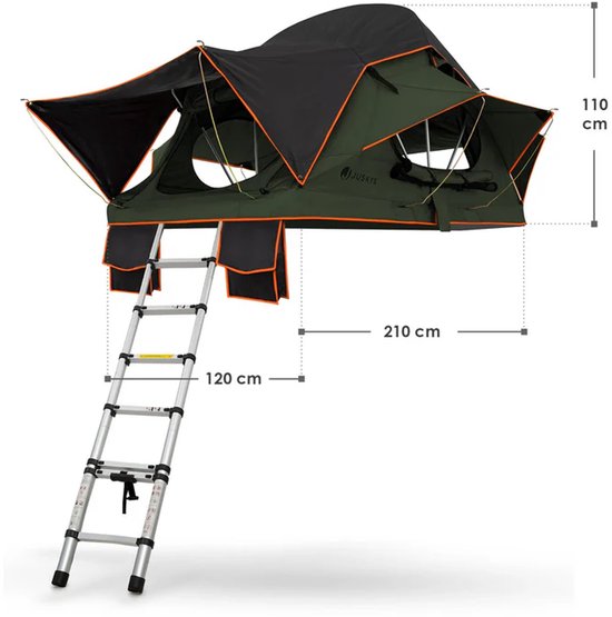 Daktent Lago - 2-personen - Incl. Matras - Zwart / Olijfgroen van Merkloos — afbeelding 5