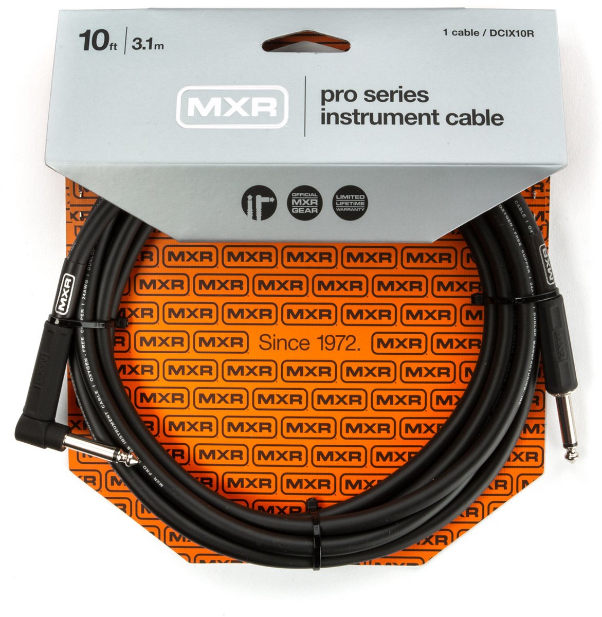 MXR DCIX10R - Gitaarkabel, Pro serie, met haakse jack, 3 meter