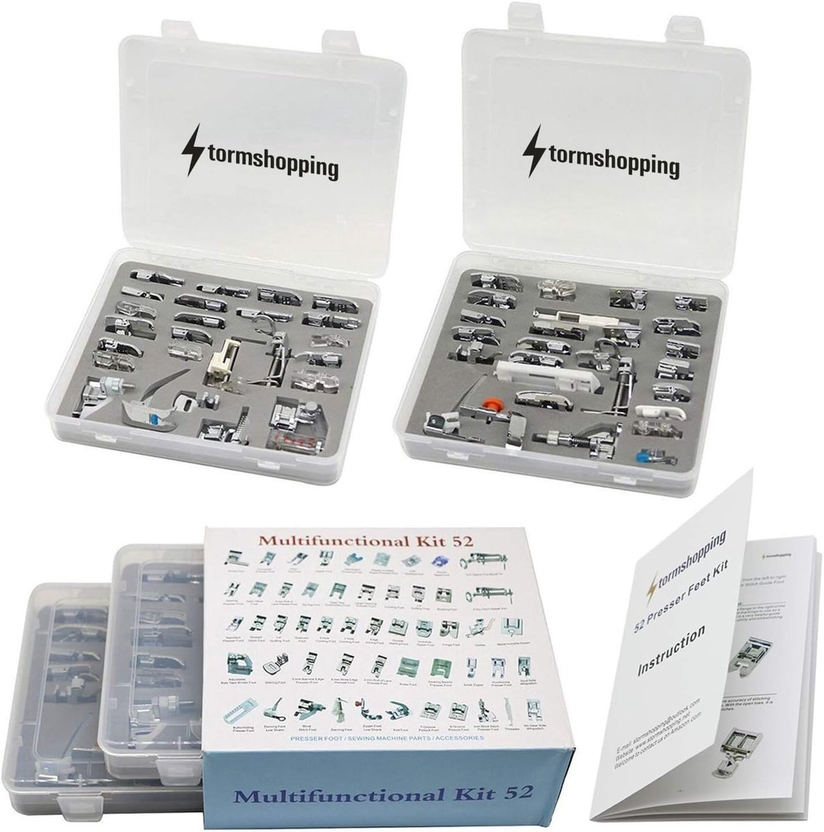 Professionele Naaimachine Presser Voeten Set - 52 Stuks - Geschikt voor Lage Schacht Naaimachines