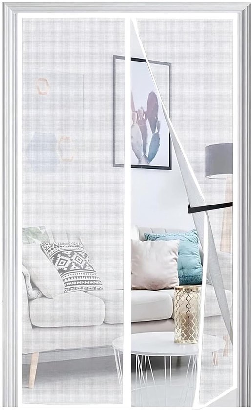 Magnetische Hordeur 120 x 130 cm Magnetisch Vliegengordijn, Warmtewerend Gordijn Insectengaasdeur Houdt insecten buiten, Zelfsluitende gaasdeur voor de Meeste Soorten Ramen, Zwart