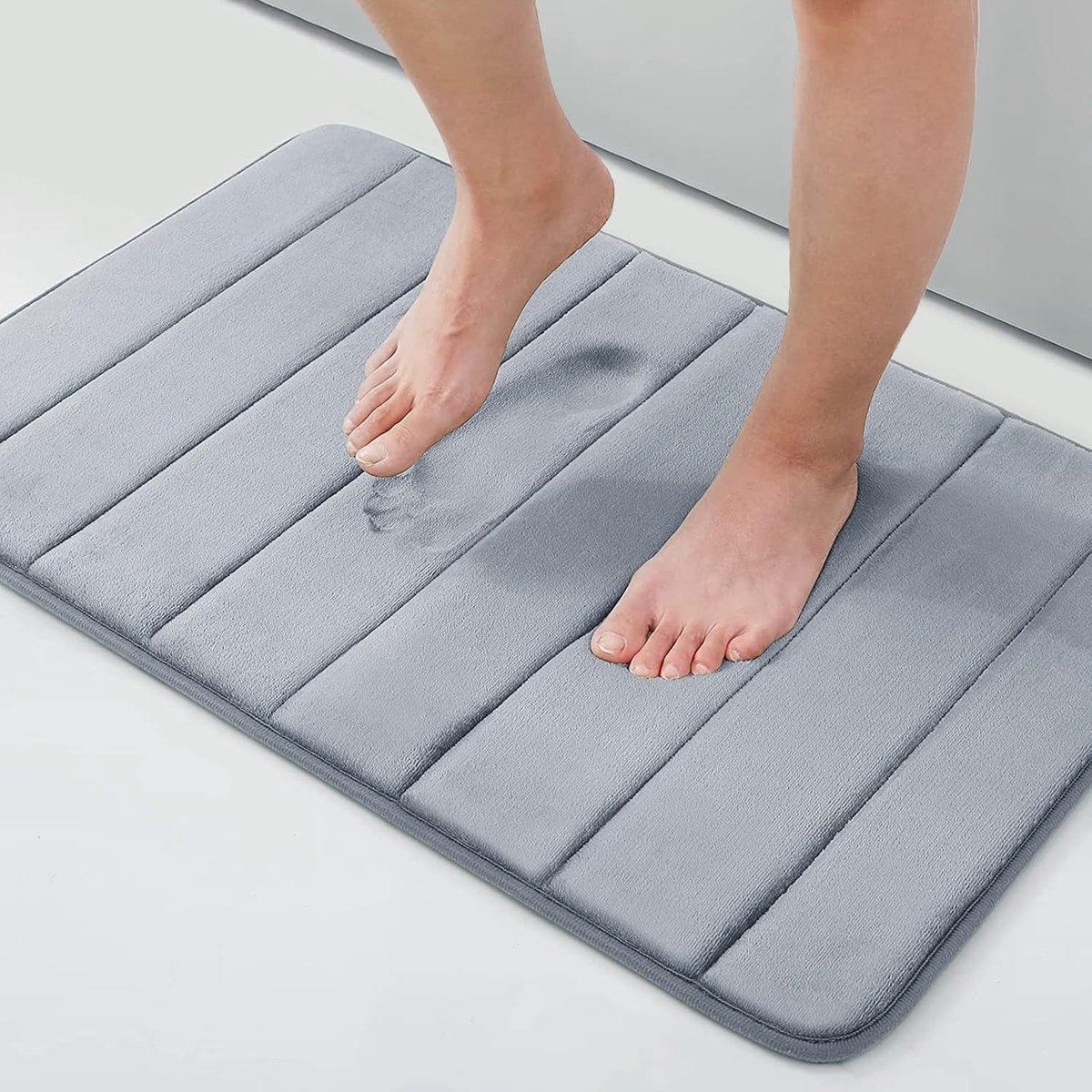 Famanu - Badmat van traagschuim, absorberend, antislip, wasbaar, 43 x 61 cm, grijs